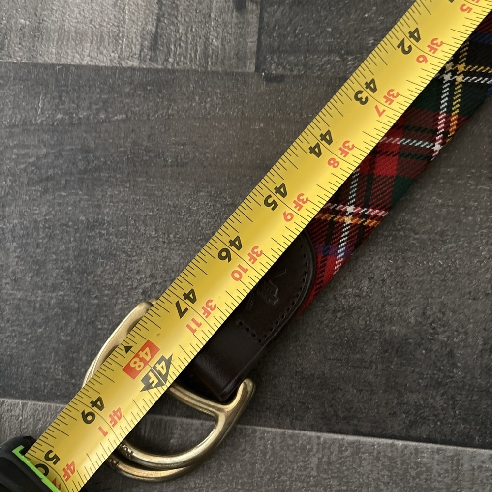 Polo Ralph Lauren Belt Men 42 Red Tartan Plaid Lochcarron Holiday Festive D ring - Picture 8 of 9